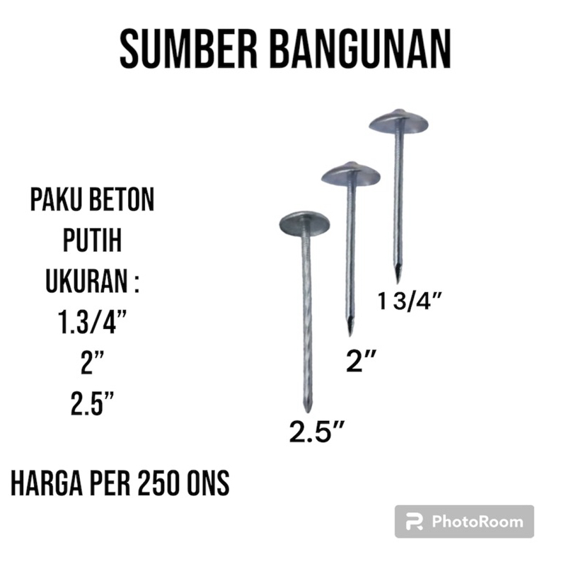 Zinc Nails/Roof Nails/Umbrella Nails Price PER (1/4kg) Shopee Malaysia