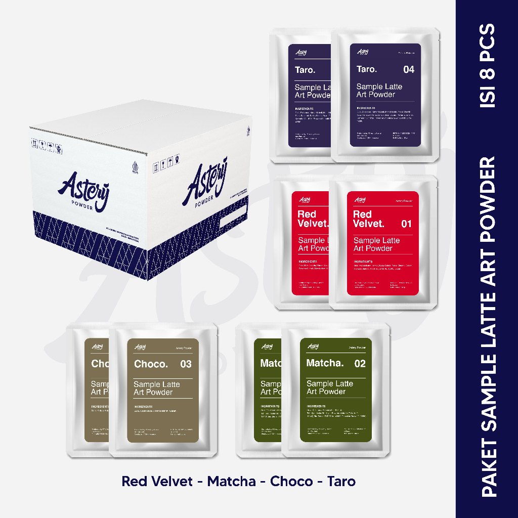 Latte ART POWDER SAMPLE Package - 4 Variants Of 8 POWDER DRINK SACHETS ...