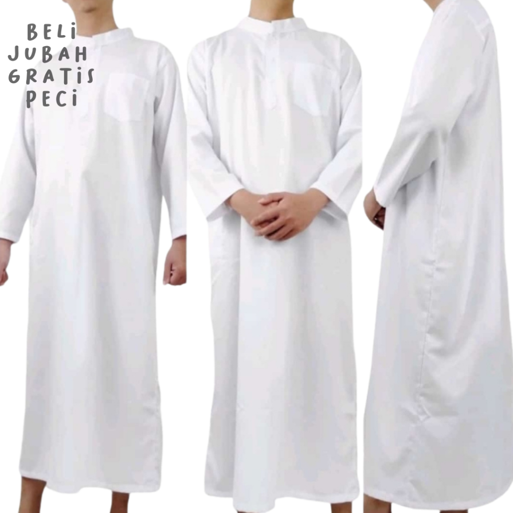 PUTIH HITAM Men's Robes Adult Men's Robes Black And White Plain Color