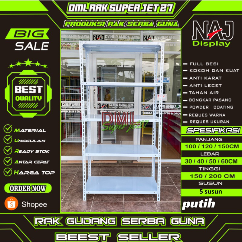 SIKU HIJAU Multipurpose iron angle rack TxPxL 200x100x40 type Premium ...