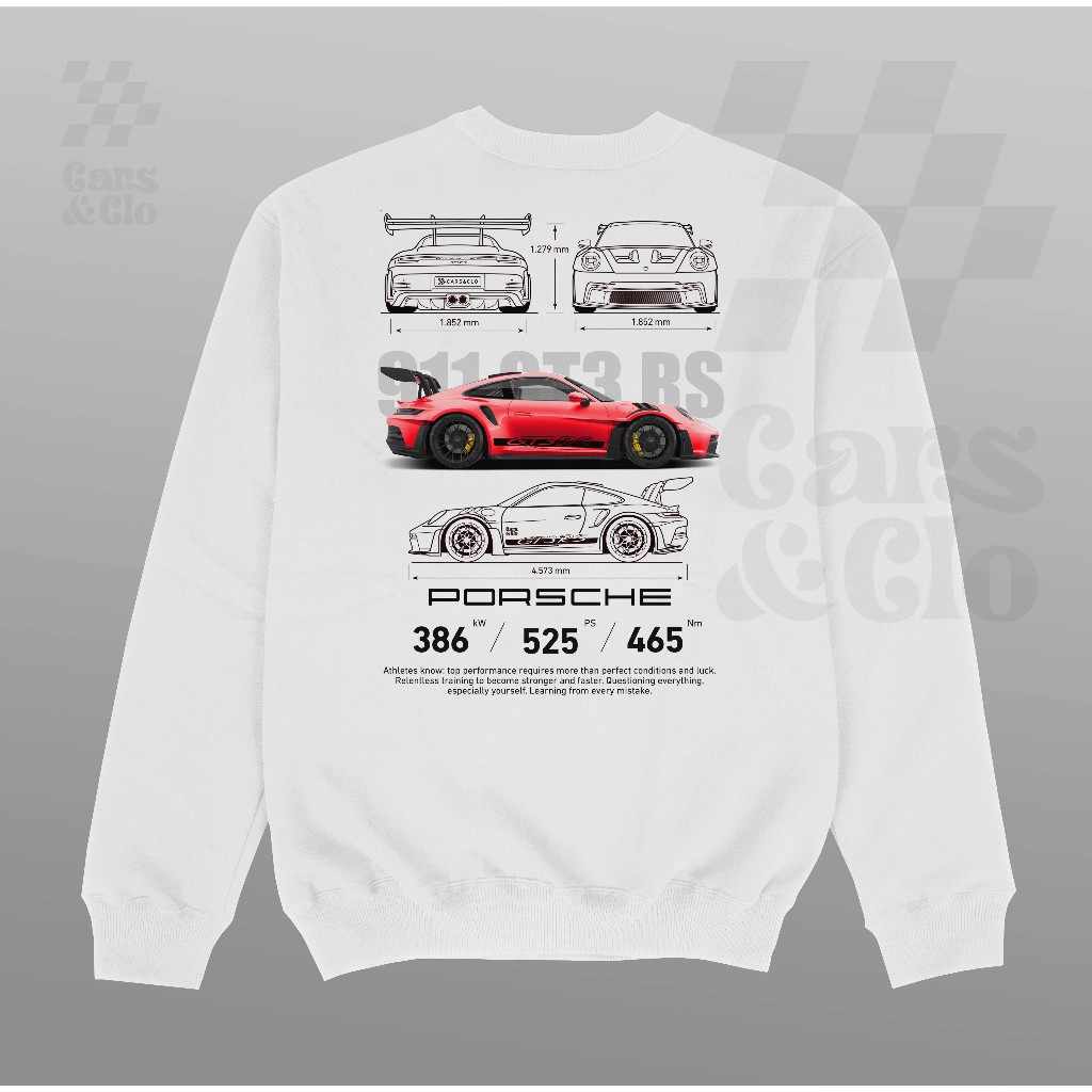 Cars and Clo - New Porsche 911 GT3 RS Blueprint Sweater White | Shopee ...