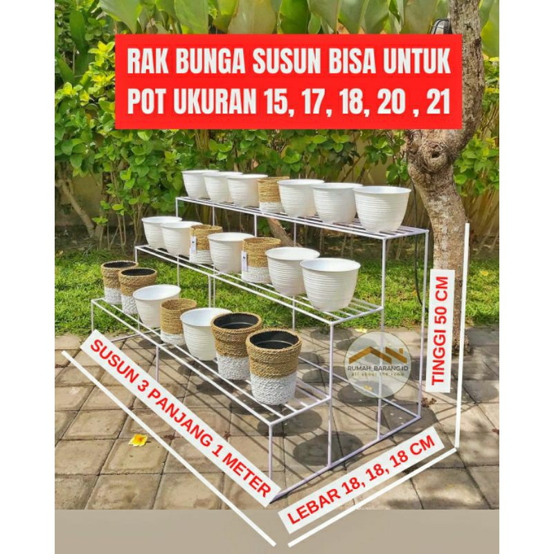 3 TIER STACKING FLOWER RACK / FLOWER POT RACK / SUSUN POT STANDING ...