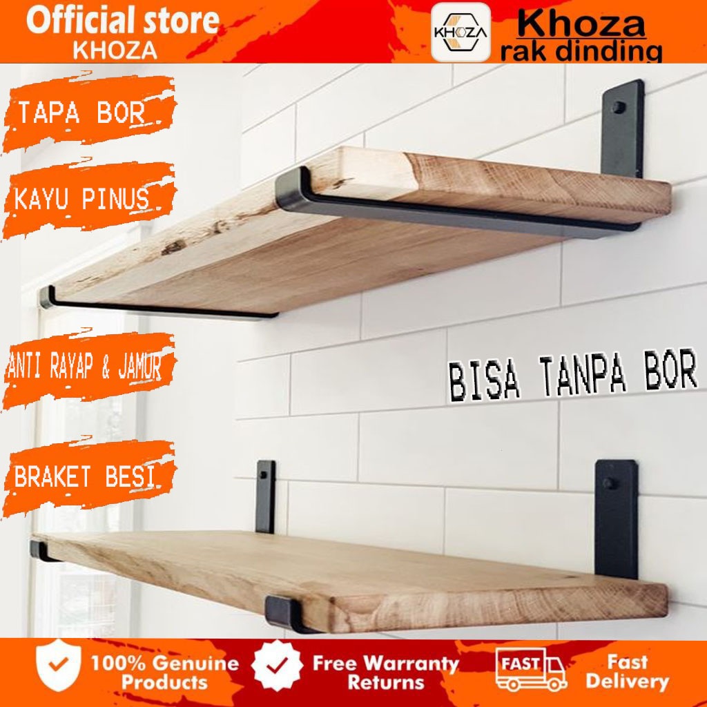KAYU Teak Wood Shelf/ Pine Wood/Kitchen Shelf/Flower Shelf/Hanging