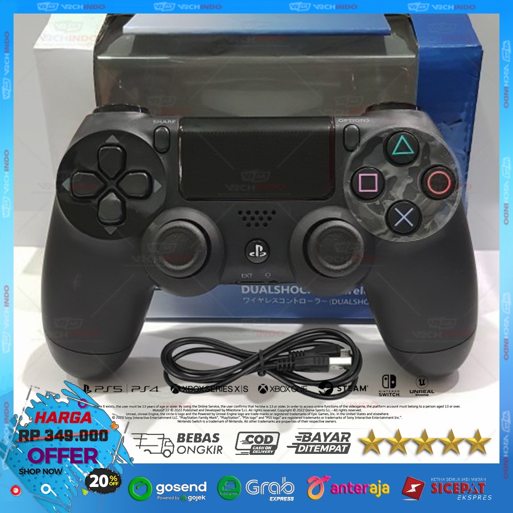 HITAM Original Premium BLACK PS4 Wireless Stick with USB Charger ...