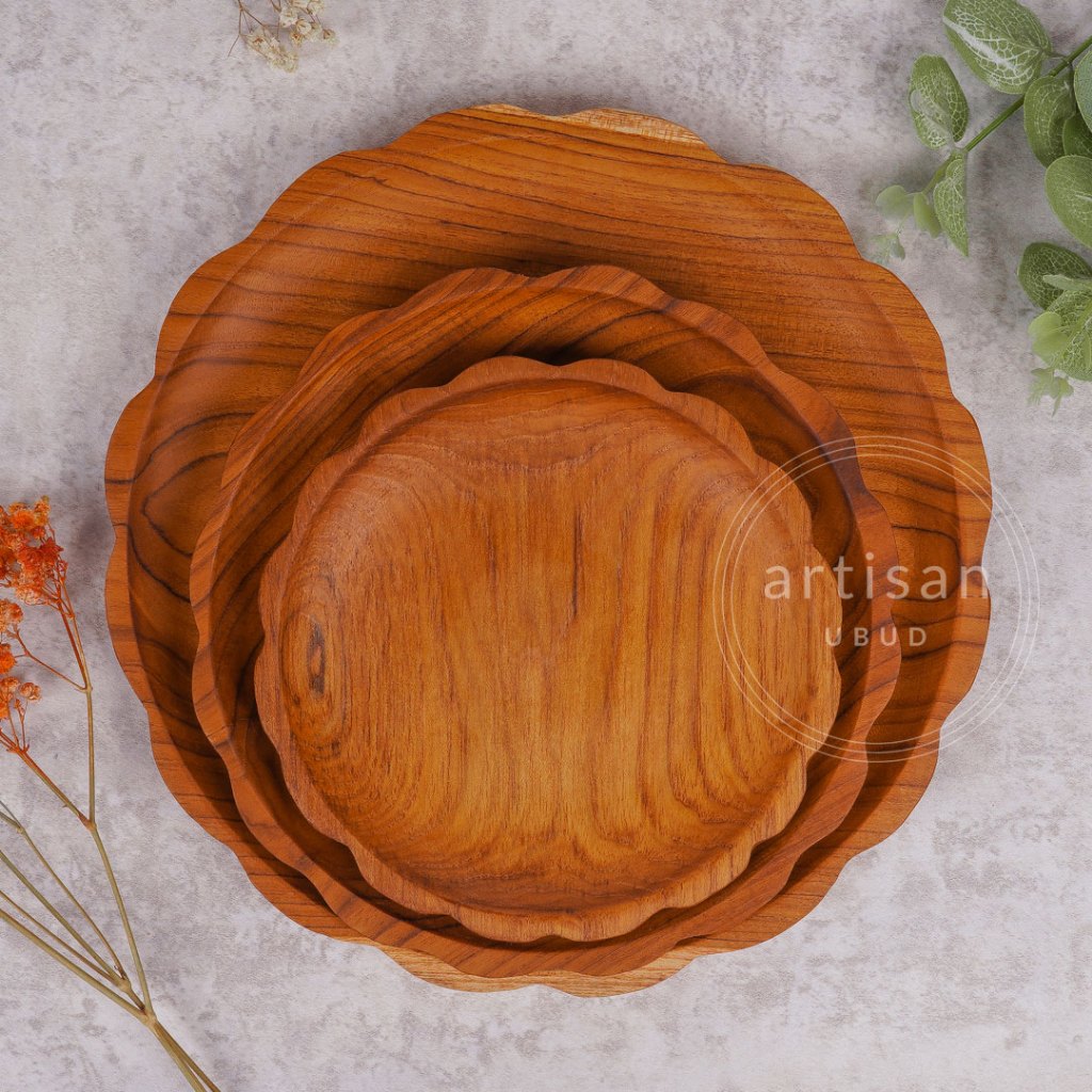 KAYU Chanamaya - Wooden Plate/Teak Wood Tray Finishing Natural Food ...