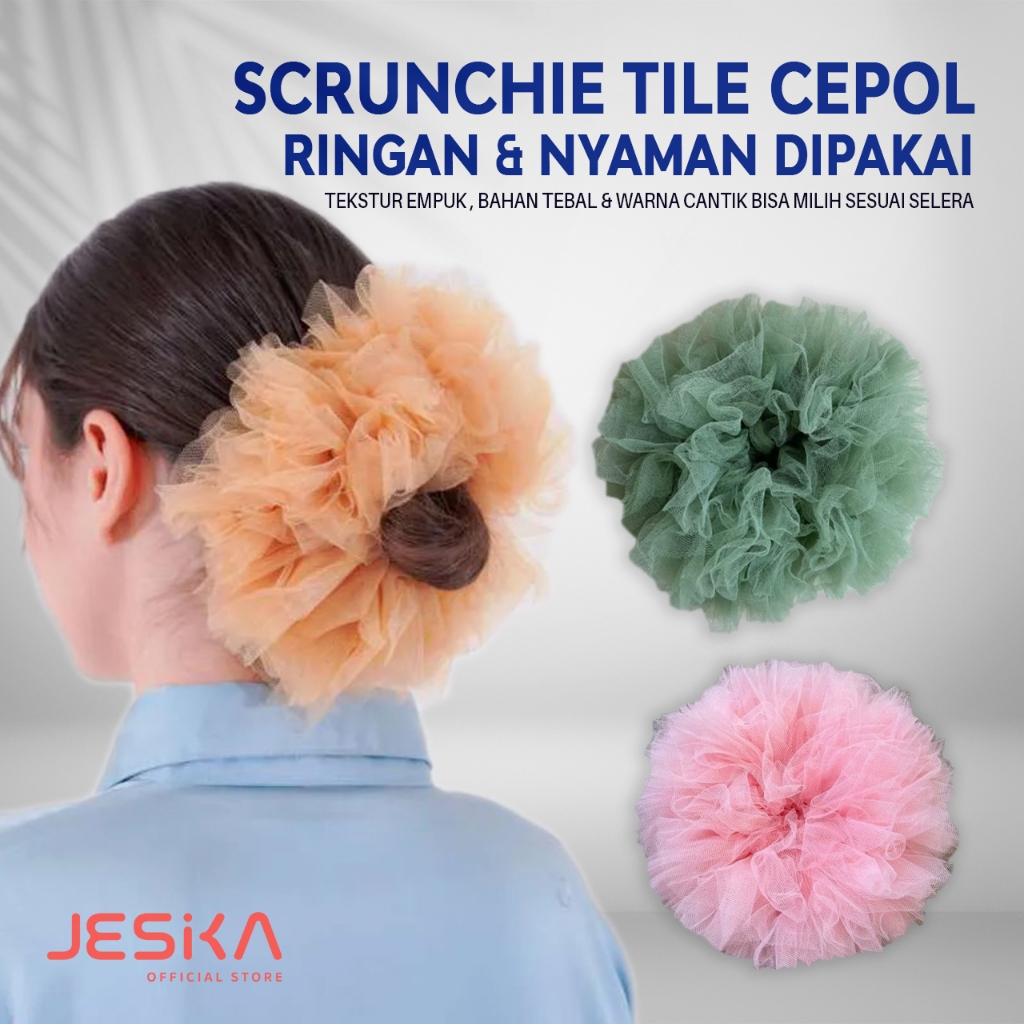 Scrunchie Hair Tie hijab tile medium Size jumbo Volume Elastic ...
