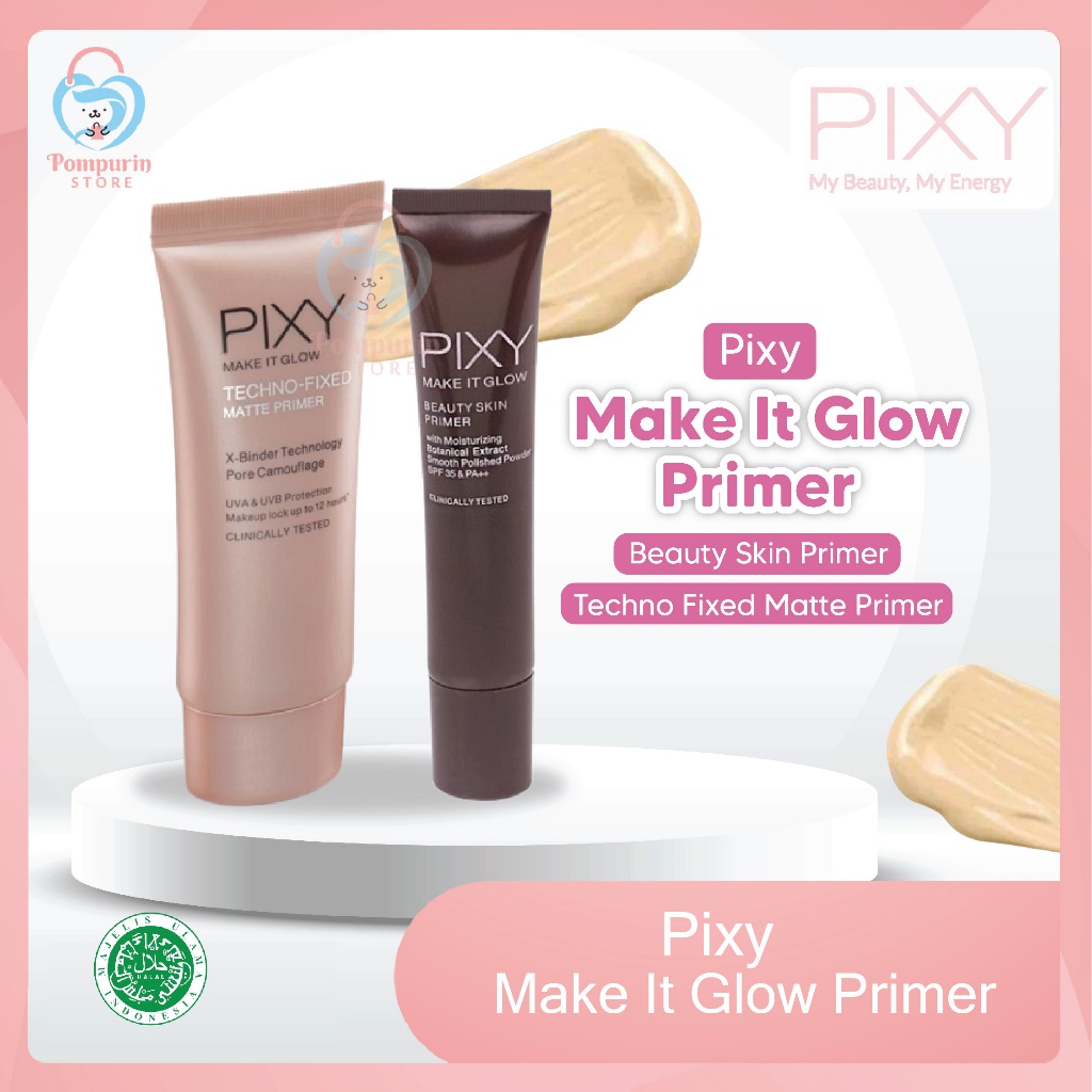 Pixy Make It Glow Beauty Skin Primer SPF35 PA++ /Techno Fixed Matte ...