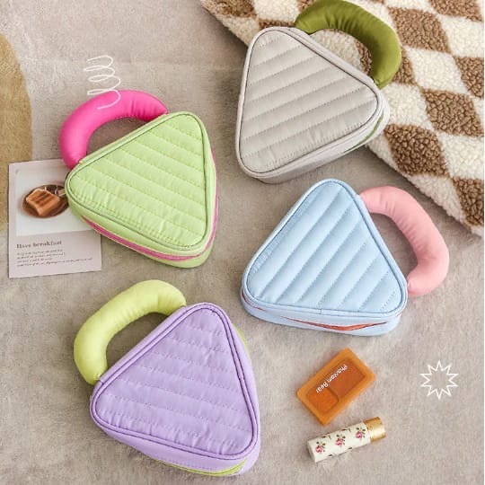 Cute Foam Make Up Bag Travel Makeup Bag Mini Cosmetic Bag Triangle Mini  Pouch Puffy Bag Korean Cosmetic Pouch