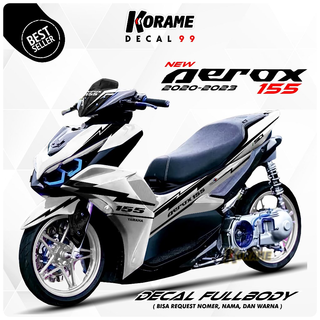 Decal Sticker New Aerox 155 - Motif Racing Limied Full White | Shopee ...