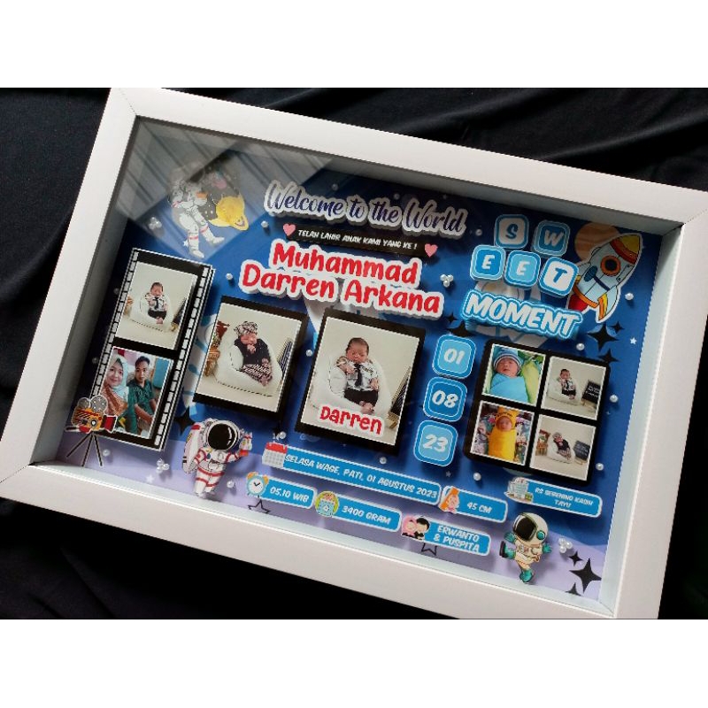 3d Baby Biodata 15R | Pop Up Biodata | Baby Biodata Frame | Baby Birth ...