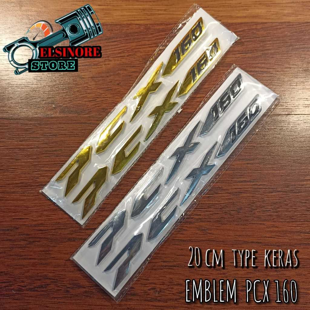 Pcx 160 Hard TYPE Embossed EMBLEM Sticker 20 CM - CHROME And GOLD ...