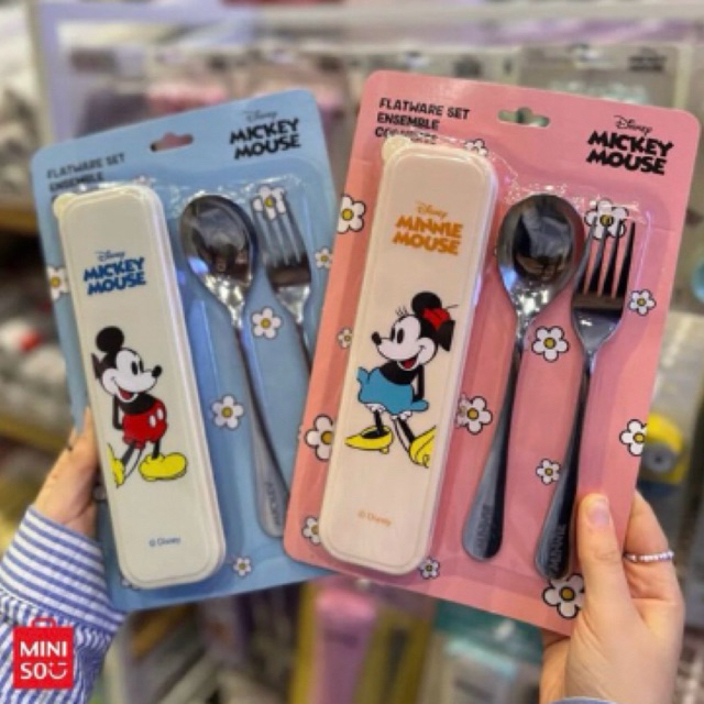 Miniso x Disney mickey minnie mouse flatware set/spoon and fork set ...