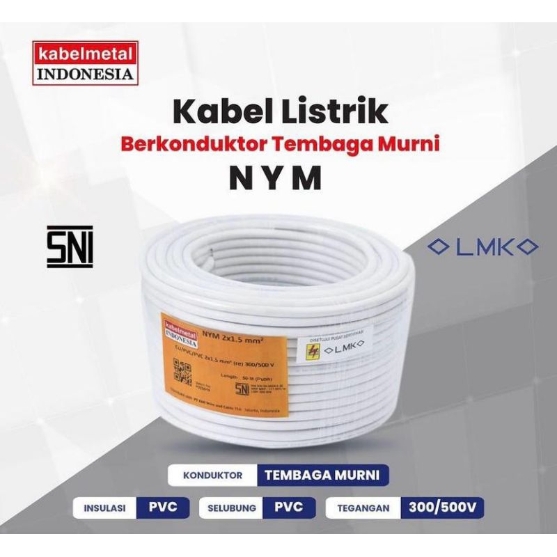 Nym 2X1.5 INDONESIAN METAL CABLE @100m PURE COPPER 99.99% SNI/LMK/PLN ...