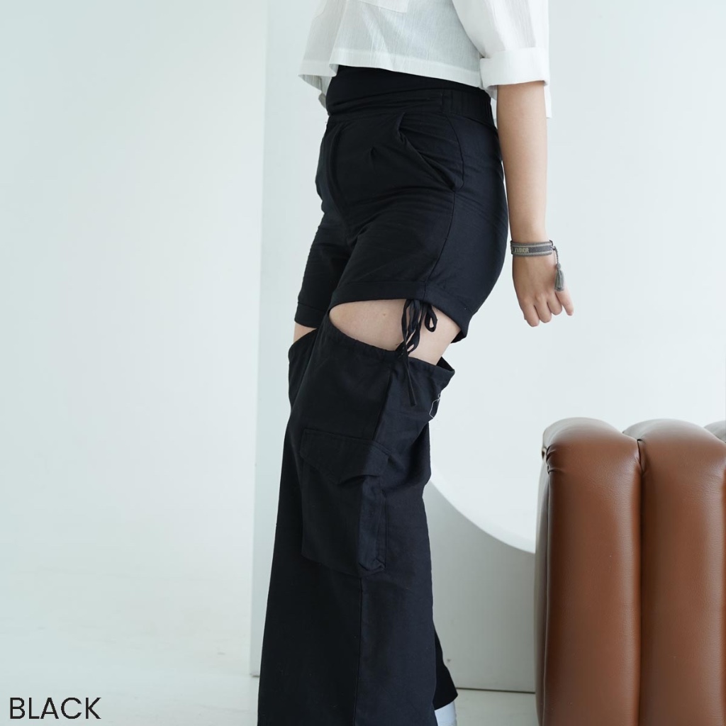 Rahn Co Cut Off Pocket Pants Clara Women s Long Cut Cargo Pants Wide Leg Pants Shopee Malaysia