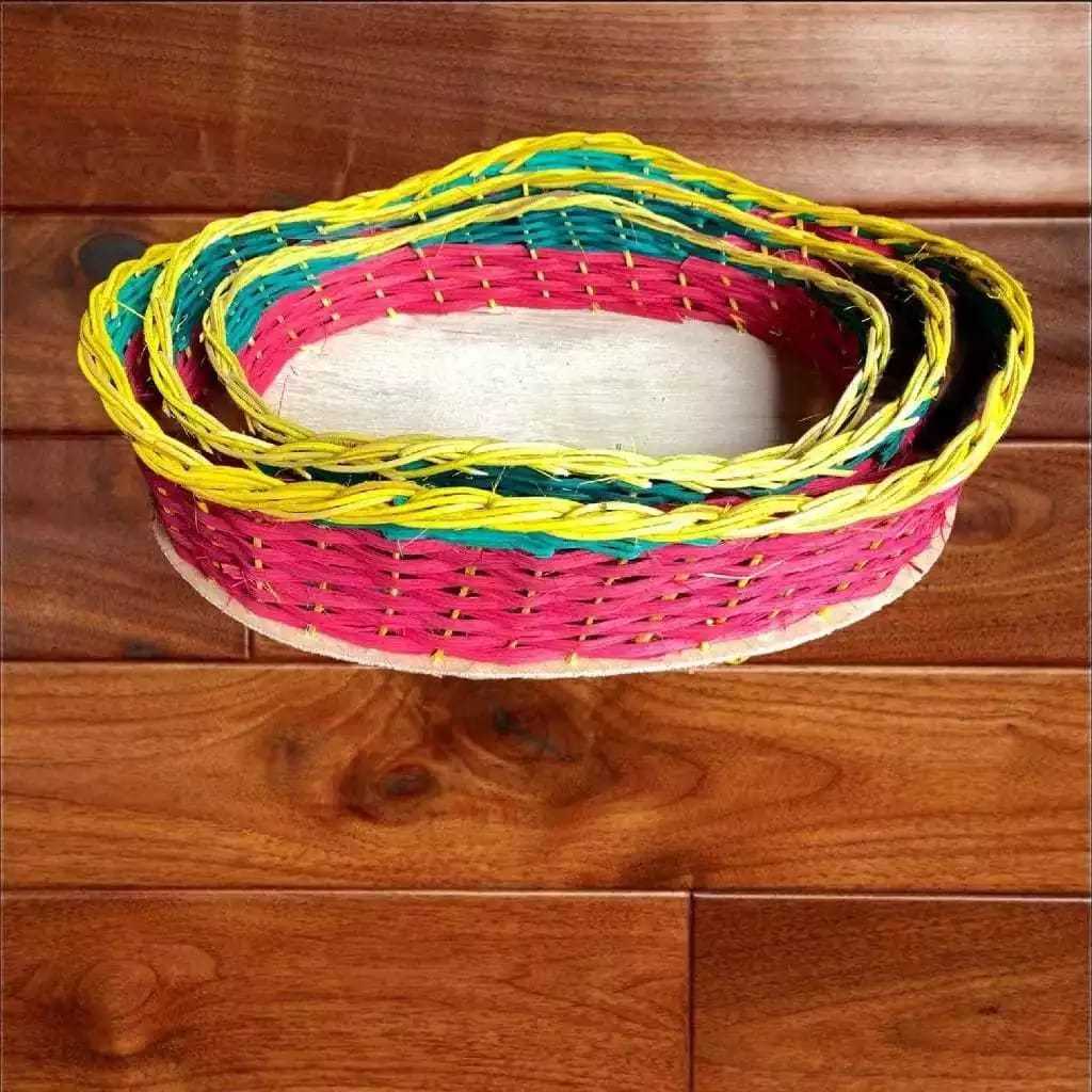 !! Get 3pcs Premium Color Wave Woven Rattan Parcel Baskets Wedding ...