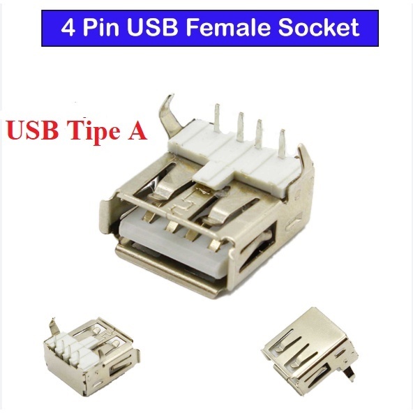 Socket Socket USB 2.0 Female PCB Mount Type A 4Pin 4Pin Bend 90plant ...