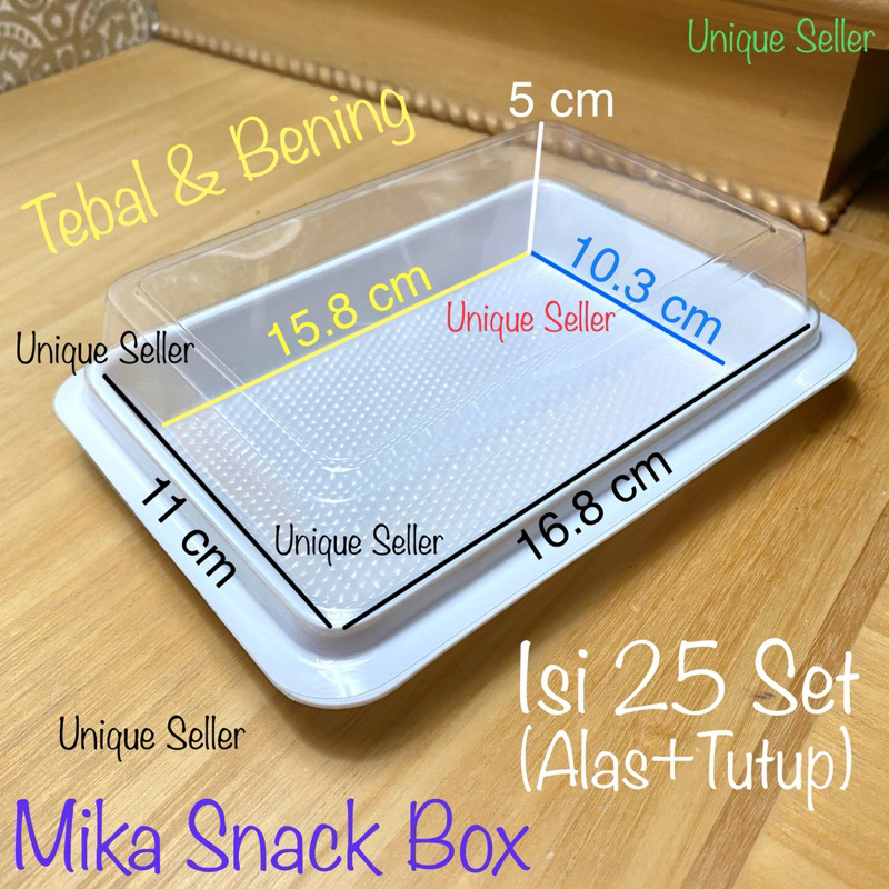 PUTIH [Contains 25] Mika Snack Box White 16.5x11x5 cm Base+Lid / Mika ...