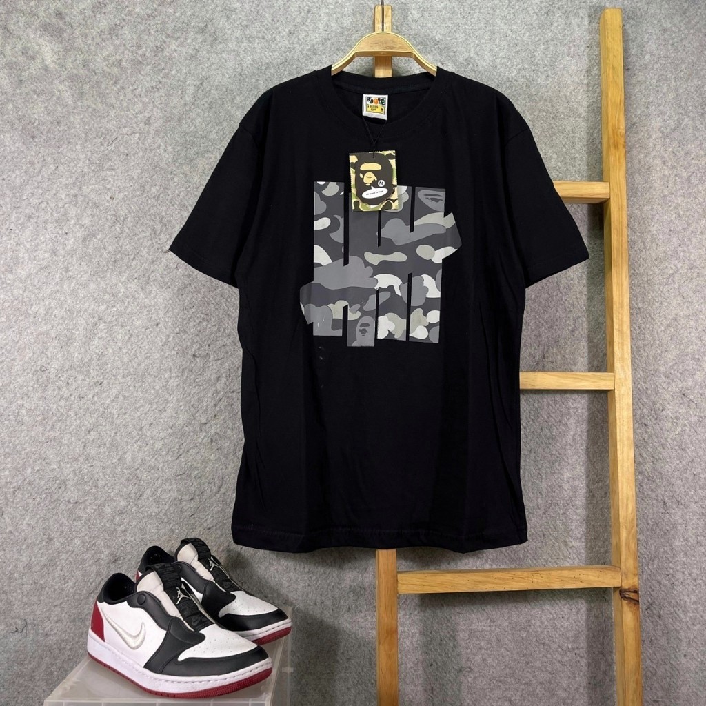 Bape A BATHING APE X TSHIRT T SHIRT UNDEFEATED CAMO GRAY ON BLACK Shopee Malaysia