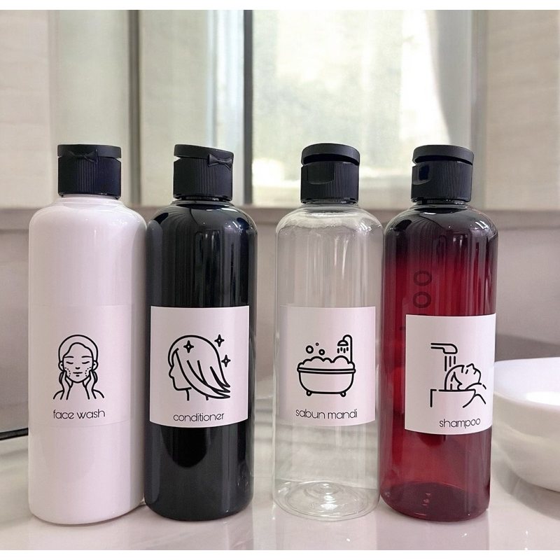 HITAM 250ml glossy bottle SMALL IMAGE STICKER BLACK FLIPTOP LID ...