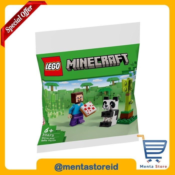 Lego Minecraft 30672 Polybag Steve and Baby Panda Shopee Malaysia