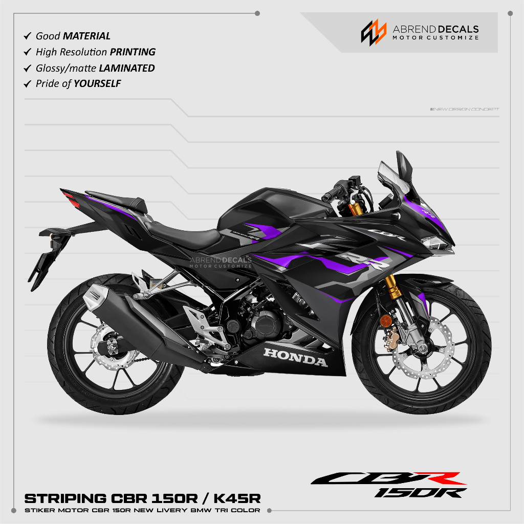 Striping CBR 150R NEW K45R TRI COLOR BMW HONDA CBR 150 - Main Image