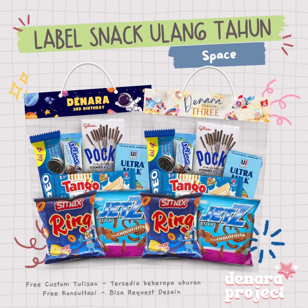 Custom Birthday Snack Plastic Labels / Astronaut, Space, Planet ...