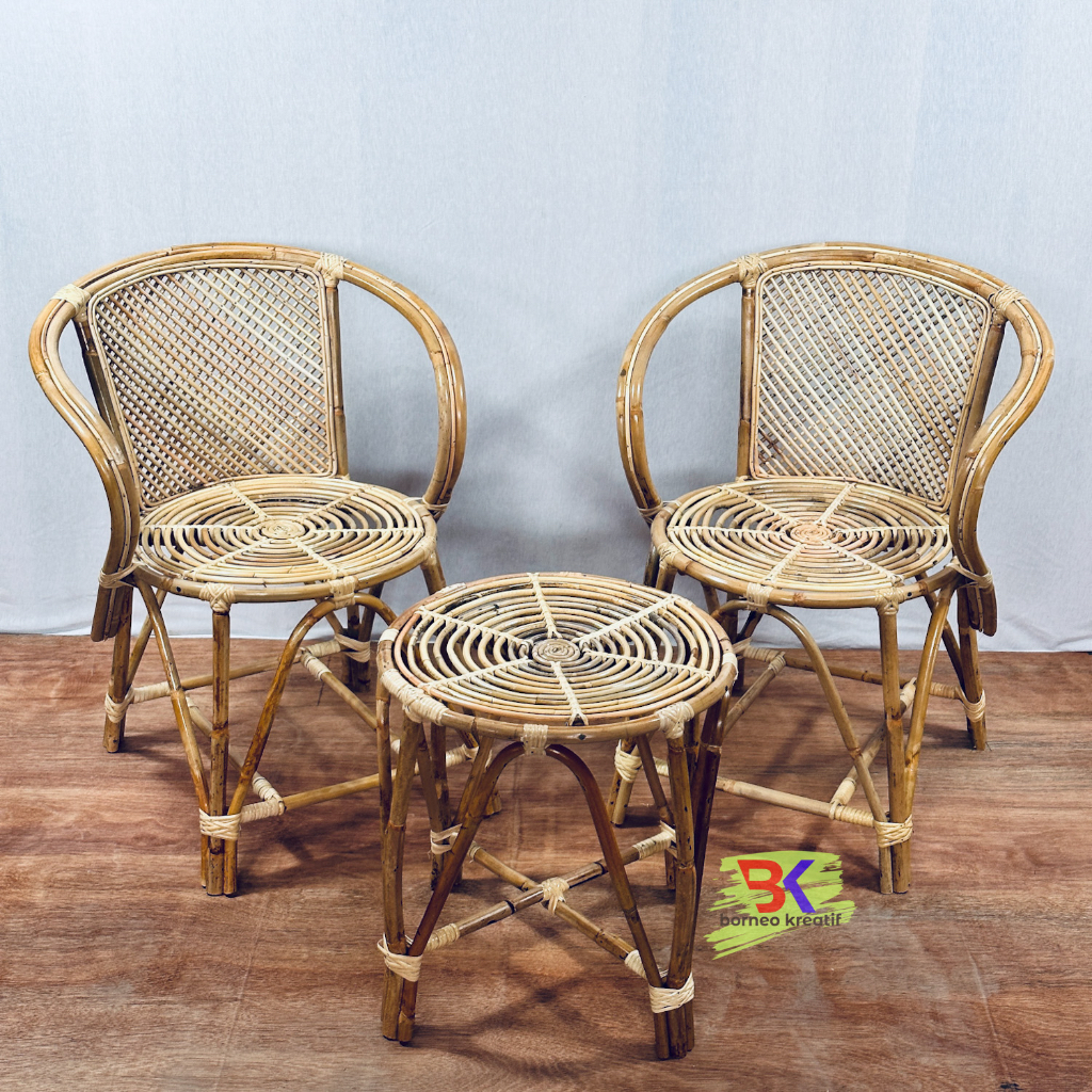 1 Set Backrest Rattan Patio Chair, Borneo Kalimantan | Shopee Malaysia