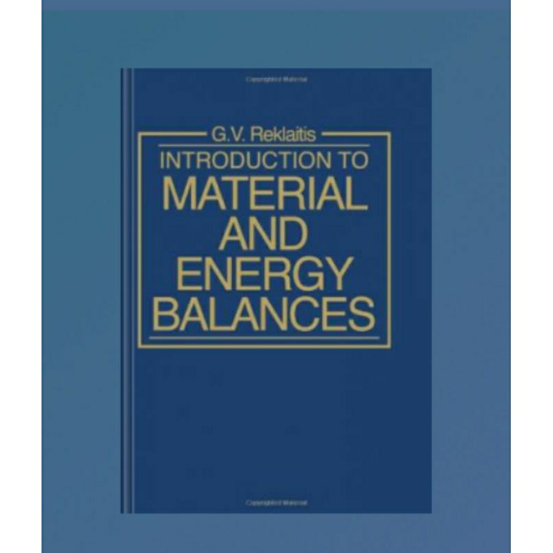 Introduction to Material and Energy Balances Book Shopee Malaysia