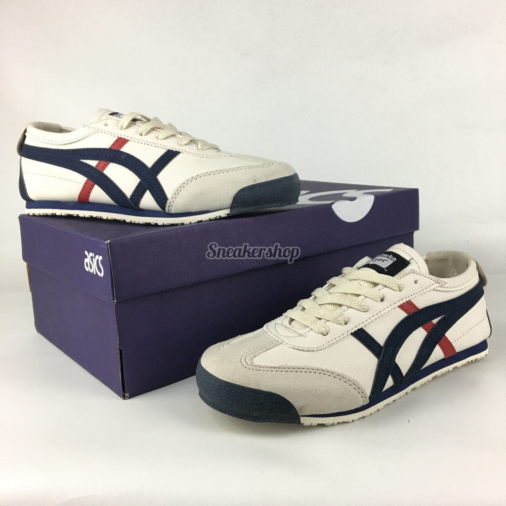 MERAH Onisuka Tiger Mexico 66 Cream Navy RED SYNTHETIC SHOES Premium Flat MEN S WOMEN S Sneakers Shopee Malaysia