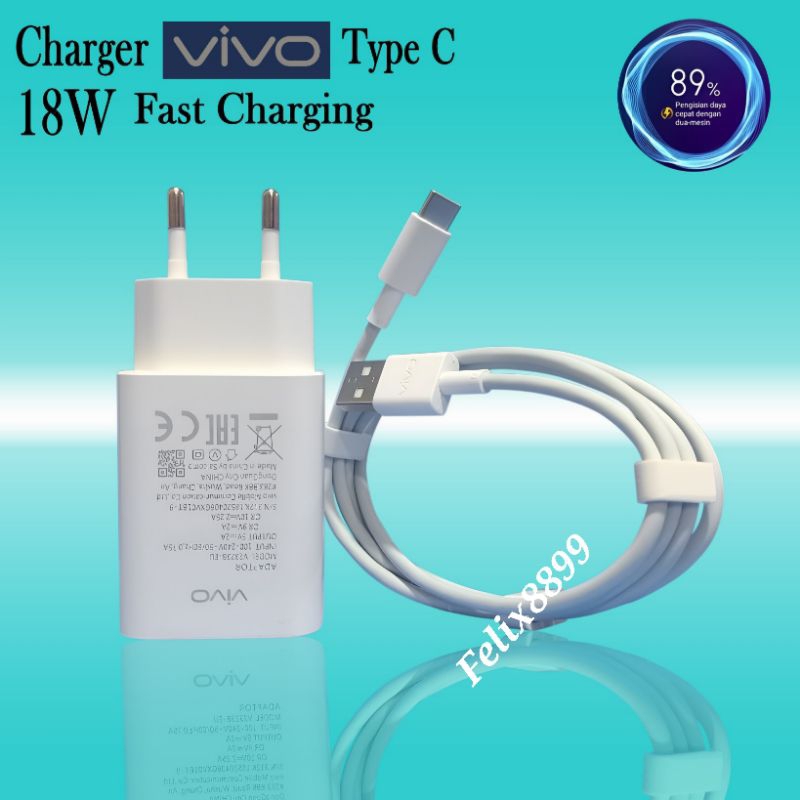 Charger Casan VIVO Y02s Y16 S1 Pro Original 18W Type C Fast