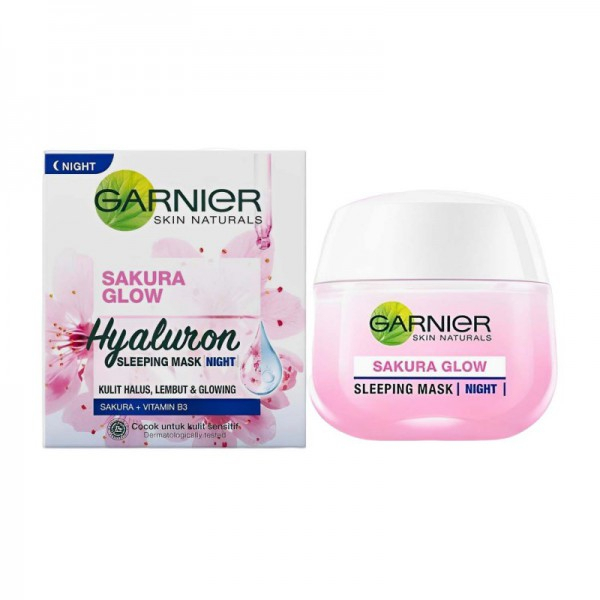 Garnier Sakura Glow Hyaluron Sleeping Mask Night Cream 50ml | Shopee ...