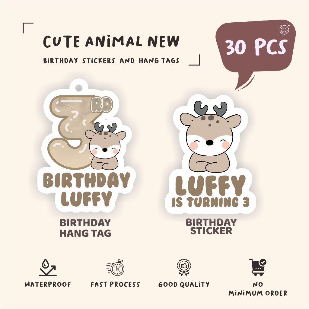 (30pcs)diecut Hang tag labels CUTE ANIMAL NEW//label tags/CUTE print ...