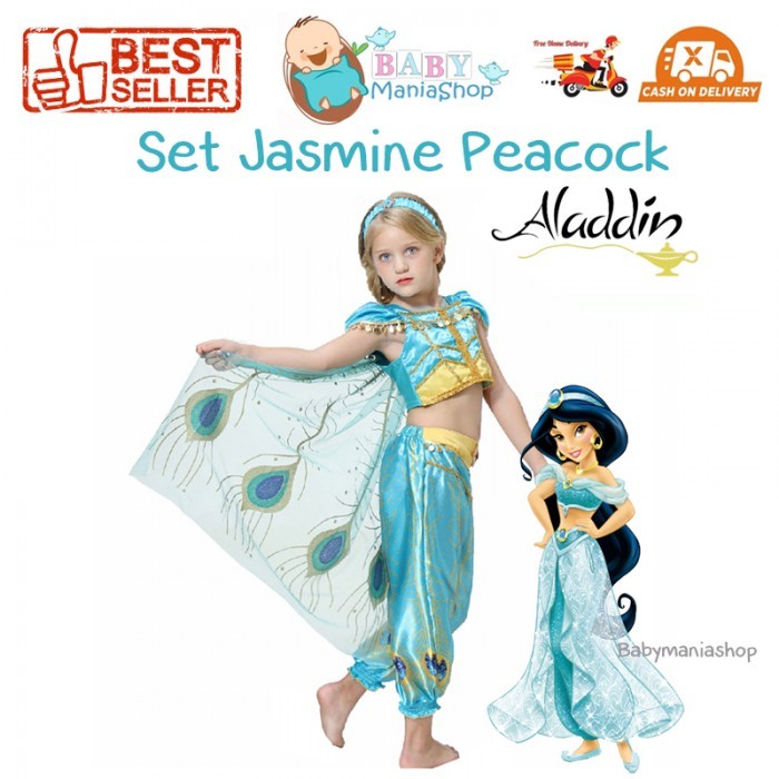 Princess Jasmine Peacock Set Arabic Costume Aladdin Peacock Cosplay Baby Birthday Dress Shopee