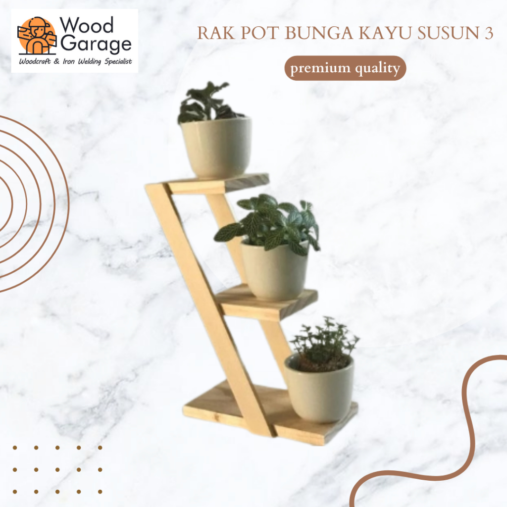 Triple Stacked Ornamental Plant Pot Rack Made of Dutch Teak Wood ...