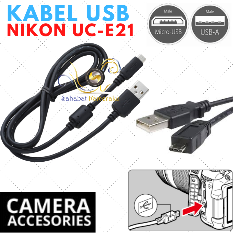 Nikon Camera USB Data Cable (Type UC-E20 / UC-E21) D3400 D3500 D7500 ...