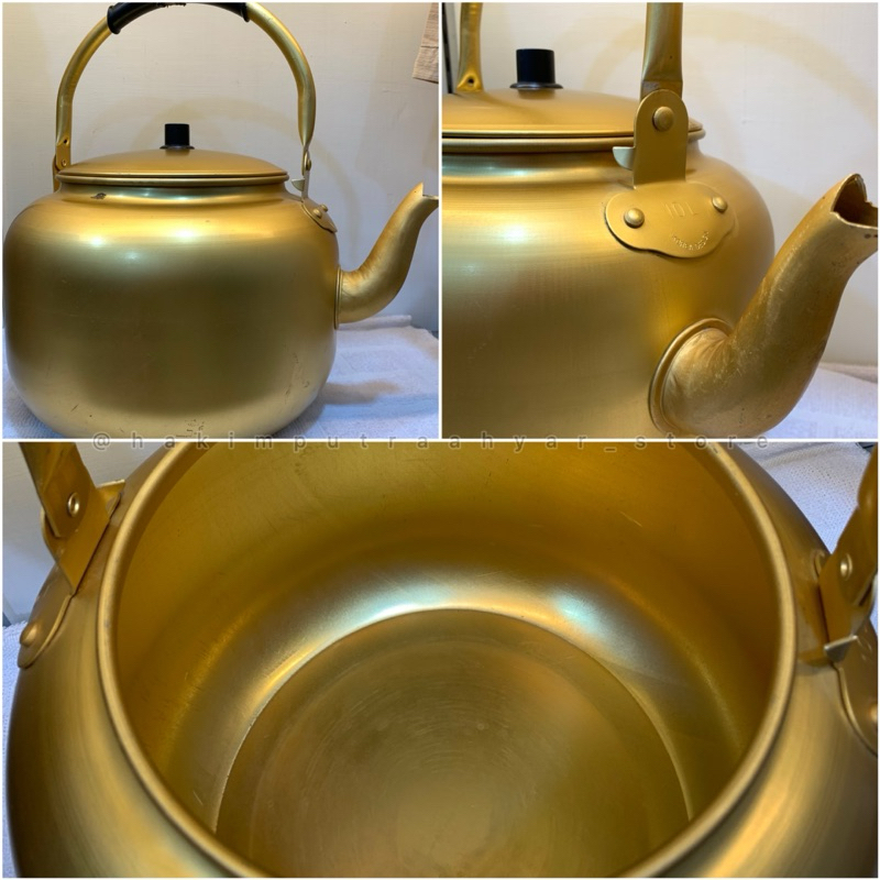 10 Liter Jumbo Yellow Arabic TeapotDubai Jumbo Plain Aluminum Gold