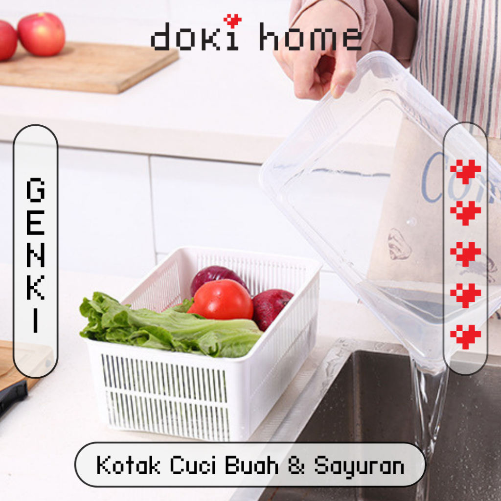 Doki Genki Box And Vegetable Drainer Practical Fruit Storage Easy