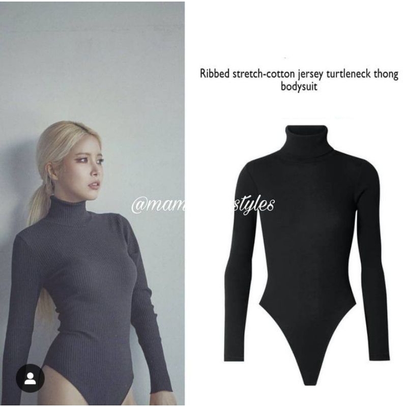 Turtle Neck High Stretch Slim Fit Thong Bodysuit