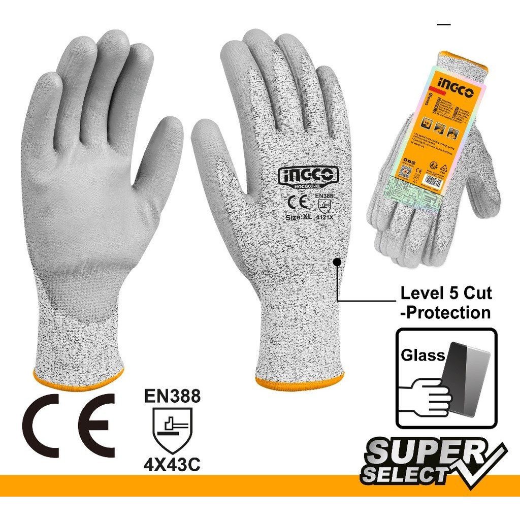 Ingco Safety Gloves Anti Cut HGCG02 Anti Cut Cut Cut Resistant Gloves