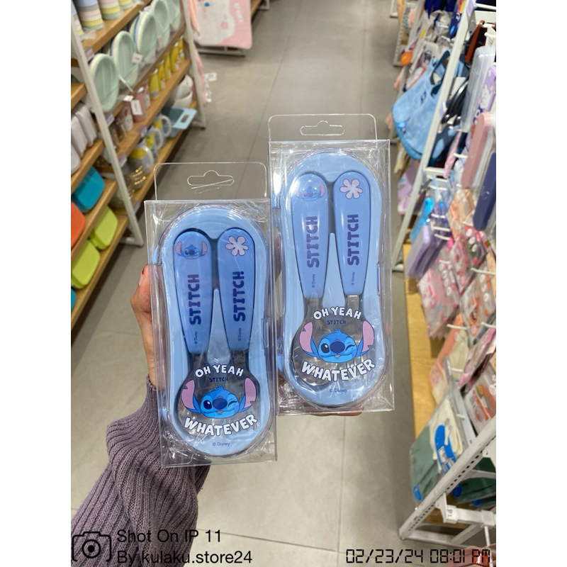 Miniso Stitch and Lilo collection flatware set (fork and spoon) with ...