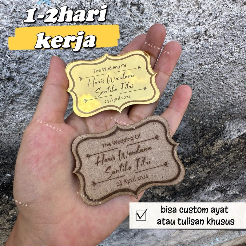 Lca BOARD NAME MIRROR FOR DOWRY BOX SERHAN | Name TAG ACRYLIC MIRROR ...