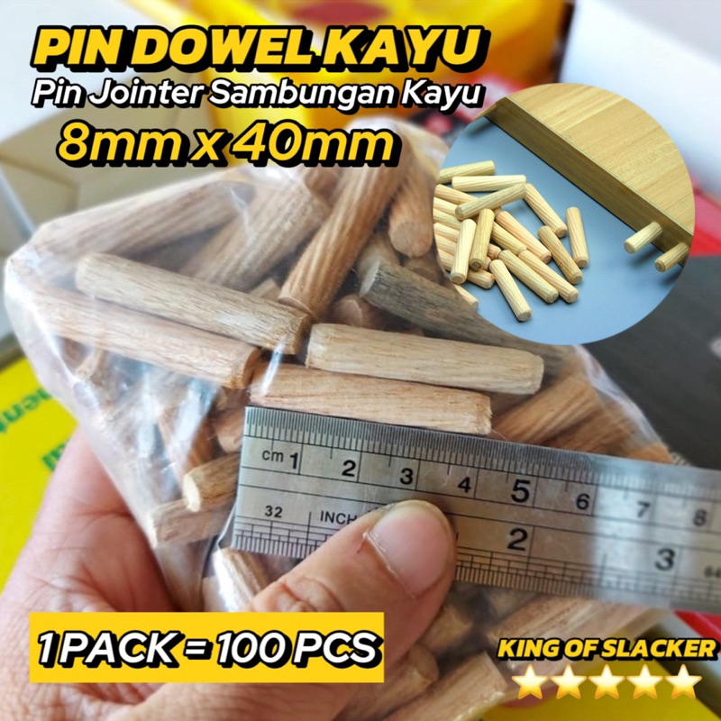 KAYU Set Of 100pcs Threaded Wood Dowel Pins 8x40mm Jointer Pins Wood ...