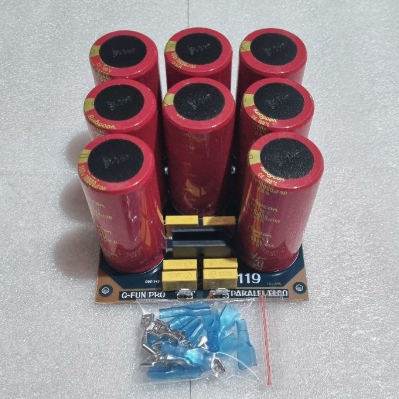 MERAH Parallel PSU KIT 8 Elco Rubycon 10000uF 100V USR Red Plus Skun
