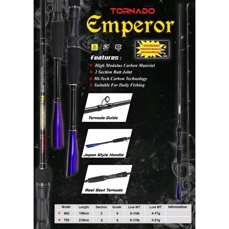 Tornado Casting Emperor Fishing Rod 662/702 Carbon Material 1 year ...
