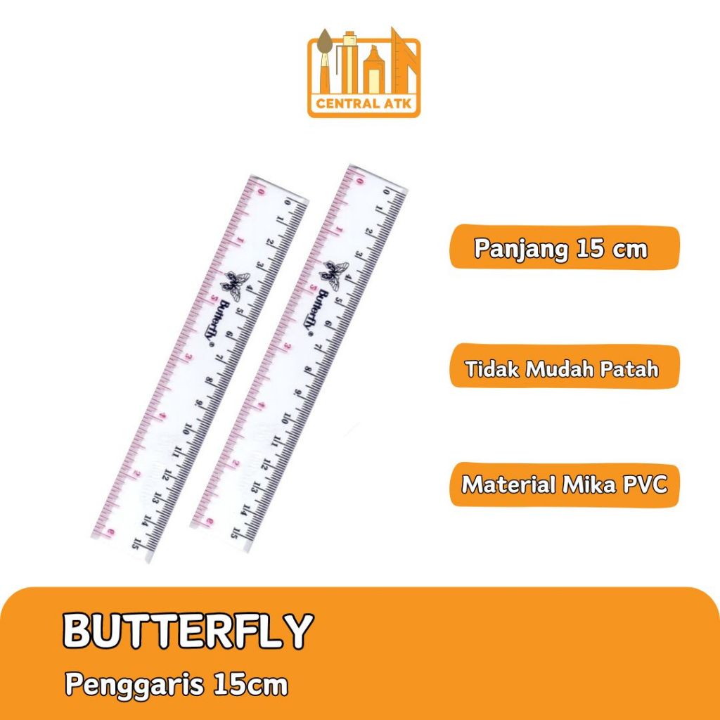 Ruler / LINE BUTTERFLY 15 CM MIKA PVC (1 PCS) | Shopee Malaysia