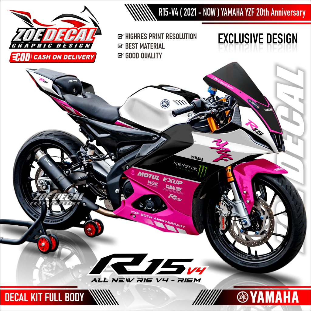 Latest Yamaha R15 V4 Full Motif Body Decal Yamaha YZF 20th Anniversary  Livery
