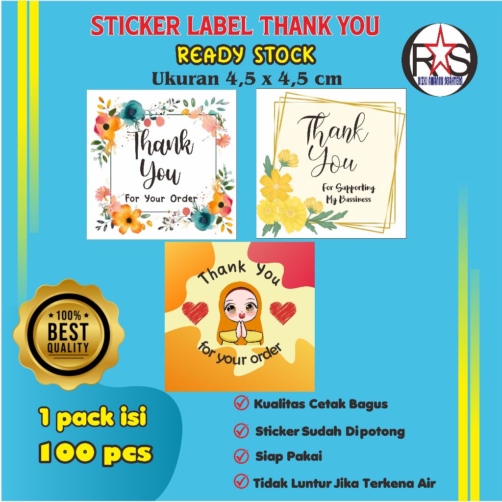 (100Pcs) Thank YOU LABEL STICKER Already CUTTING Ready To Use | Shopee ...