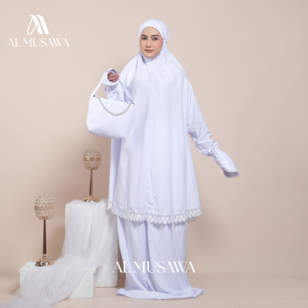 Adult Umrah Prayer Robe with Sleeves, Cotton Telekung Ihram Prayer Robe ...