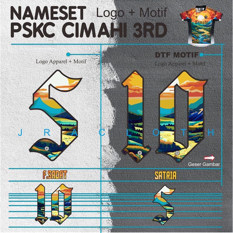 Nameset FONT PSKC CIMAHI 2023 2024 HOME AWAY 3RD GK | Shopee Malaysia