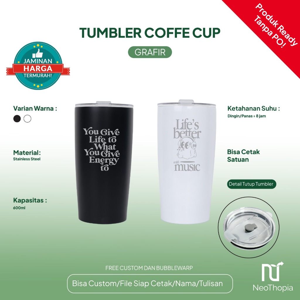 Tumbler Custom Coffee Cup Stainless 600ml Laser Engraved Souvenir ...